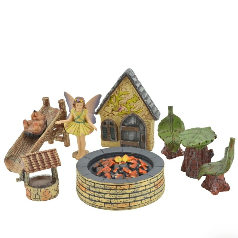 9 piece miniature resin fairy garden kit